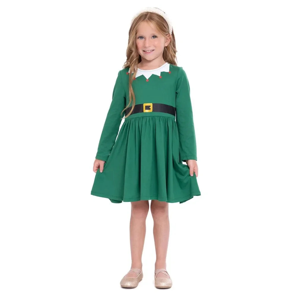 Holiday Time Girls Santa or Elf Dress + Hat, Sizes 18M-3T